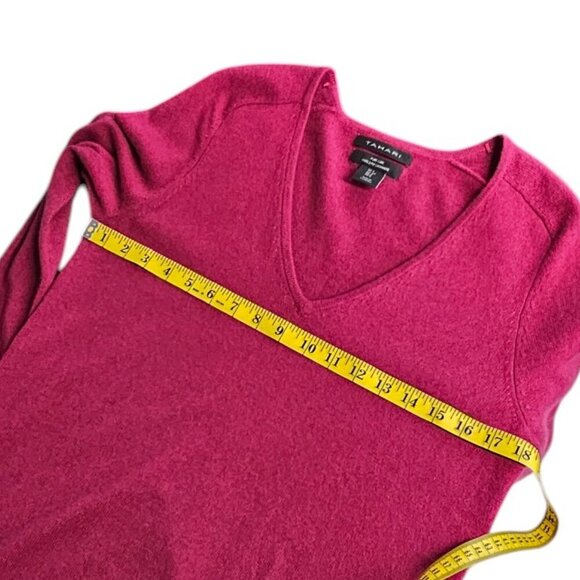 Tahari Womens 100% 2 Ply Cashmere V-Neck Long Sleeve Shirt, Purple, Size Small - Picture 4 of 8